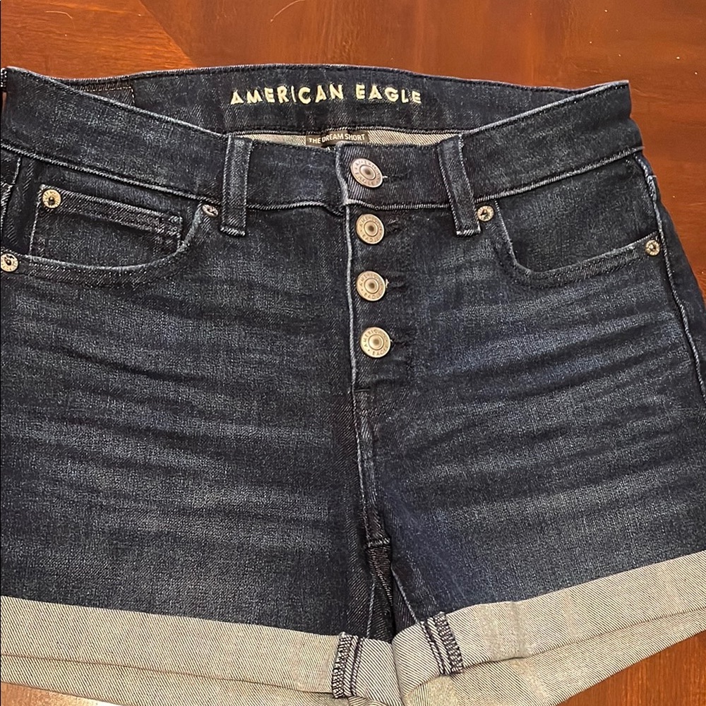 American Eagle Outfitters Women's Dark Blue Denim Shorts